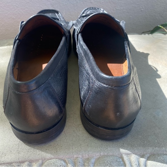 JOHNSTON MURPHY BLACK Aragon II Kiltie Tassel Pebbled Leather Loafers 12N - Picture 10 of 12